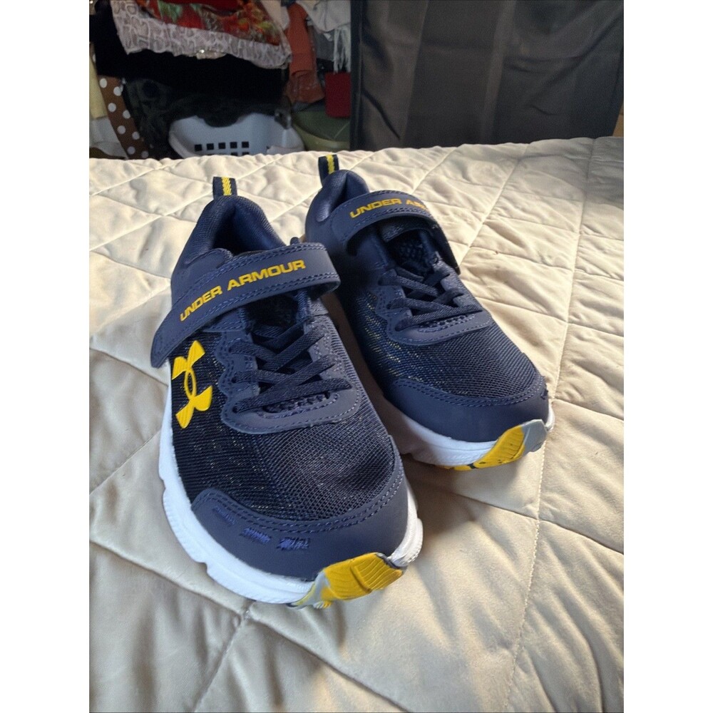 Under Armour Assert 9 AC Navy Yellow Kids Running Shoes 2Y